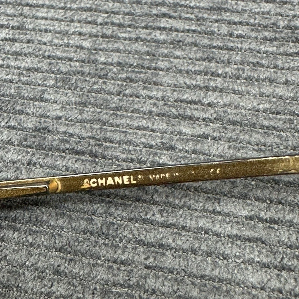 Chanel Vintage Rimless Rhinestone Eyeglasses Gold Tone Oval 4013  52-18